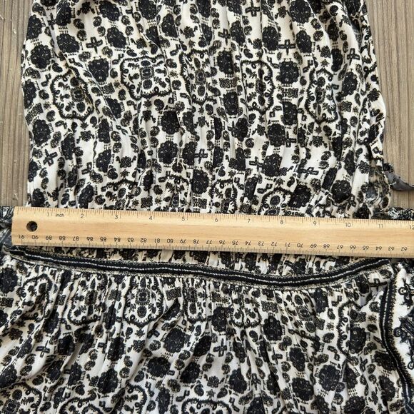 Free People Midsummer Day Black Tan Printed Sleeveless Cutout Tunic Dress Small - Picture 4 of 8